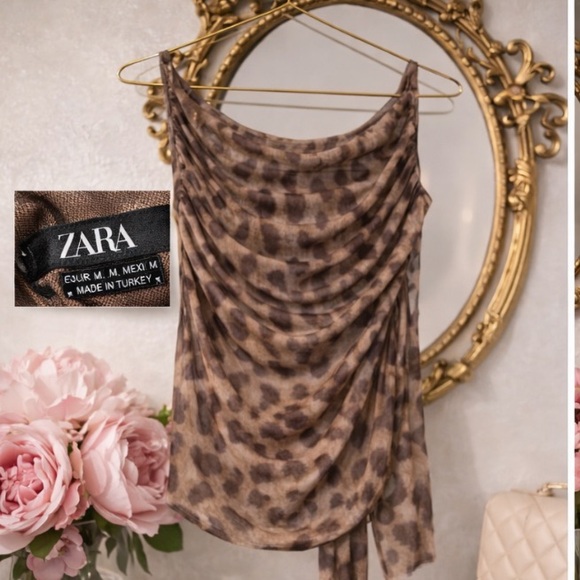 Zara Dresses & Skirts - Zara Draped Leopard Top
